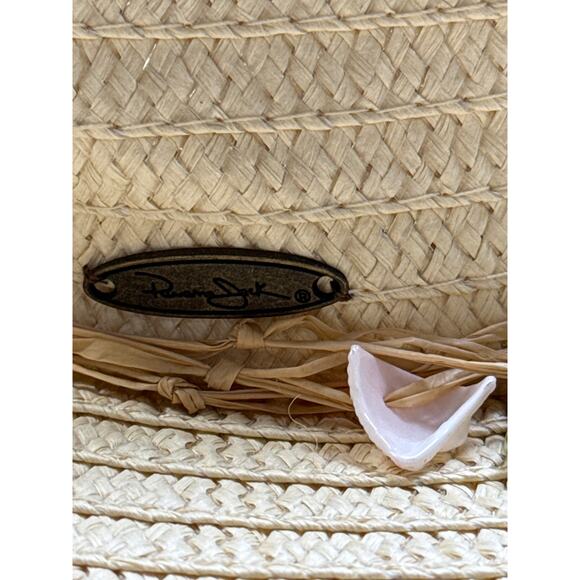 Panama Jack Floppy Paper Braid Bucket Hat Seashell Tan Beige Beach Ocean Vaca OS - Picture 3 of 8
